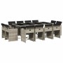 Set comedor jardín y cojines 13 pzas ratán sintético gris claro