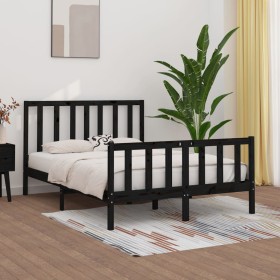Black solid wood bed frame 140x190 cm by vidaXL, Beds and slatted bases - Ref: Foro24-3105209, Price: 172,39 €, Discount: %