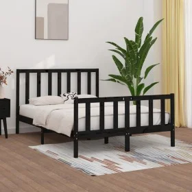 Schwarzer Massivholzbettrahmen 140x190 cm von vidaXL, Betten und Lattenroste - Ref: Foro24-3105209, Preis: 170,20 €, Rabatt: %