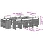 Set comedor jardín y cojines 13 pzas ratán sintético gris claro