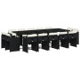 Set comedor de jardín con cojines 15 pzas ratán sintético negro