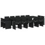 Set comedor de jardín con cojines 15 pzas ratán sintético negro