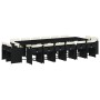 Set de muebles jardín 17 pzas con cojines ratán sintético negro