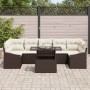 Conjunto de sofá de jardín con cojín 8 pcs Marrón y crema