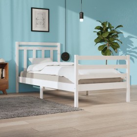 Estructura de cama madera maciza blanco 90x200 cm