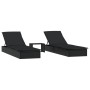 2 pcs sun loungers with black synthetic rattan table by vidaXL, Loungers - Ref: Foro24-319636, Price: 302,17 €, Discount: %