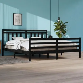 Solid black pine wood bed frame 200x200 cm by vidaXL, Beds and slatted bases - Ref: Foro24-3105339, Price: 170,32 €, Discount: %