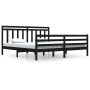 Estructura de cama de madera maciza de pino negra 200x200 cm de vidaXL, Camas y somieres - Ref: Foro24-3105339, Precio: 172,3...