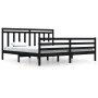 Estructura de cama de madera maciza de pino negra 200x200 cm de vidaXL, Camas y somieres - Ref: Foro24-3105339, Precio: 170,2...