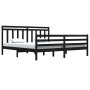 Estructura de cama de madera maciza de pino negra 200x200 cm de vidaXL, Camas y somieres - Ref: Foro24-3105339, Precio: 172,3...