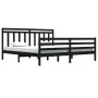 Estructura de cama de madera maciza de pino negra 200x200 cm de vidaXL, Camas y somieres - Ref: Foro24-3105339, Precio: 170,2...