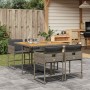 Set comedor de jardín 5 piezas con cojines ratán sintético gris
