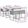 Set comedor de jardín 5 piezas con cojines ratán sintético gris