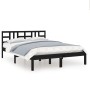 Estructura de cama de madera maciza negra 140x190 cm de vidaXL, Camas y somieres - Ref: Foro24-3105389, Precio: 158,44 €, Des...