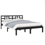 Estructura de cama de madera maciza negra 140x190 cm de vidaXL, Camas y somieres - Ref: Foro24-3105389, Precio: 158,44 €, Des...