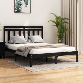 Estructura de cama de madera maciza negra 140x190 cm de vidaXL, Camas y somieres - Ref: Foro24-3105234, Precio: 159,62 €, Des...