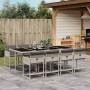 Set comedor de jardín 9 pzas cojines ratán sintético gris claro