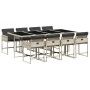 Set comedor de jardín 9 pzas cojines ratán sintético gris claro