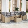 Conjunto de sofá de jardín con cojín 8 pcs beige y gris claro