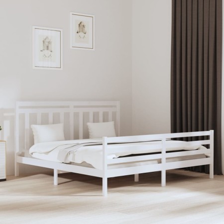 Weißer Massivholzbettrahmen 200x200 cm von vidaXL, Betten und Lattenroste - Ref: Foro24-3105336, Preis: 156,33 €, Rabatt: %