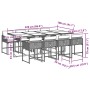 Set comedor jardín 9 pzas y cojines ratán sintético gris
