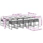Set de comedor de jardín 11 pzas y cojines ratán sintético gris