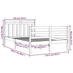 Bettgestell aus Massivholz 120x200 cm von vidaXL, Betten und Lattenroste - Ref: Foro24-3105310, Preis: 114,25 €, Rabatt: %