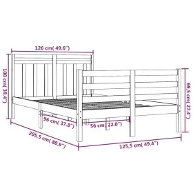 Solid wood bed frame 120x200 cm by vidaXL, Beds and slatted bases - Ref: Foro24-3105310, Price: 112,78 €, Discount: %