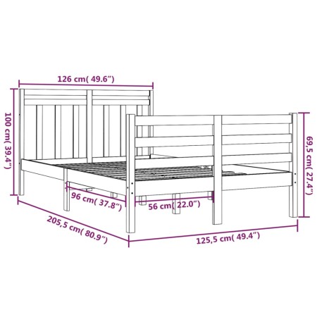 Solid wood bed frame 120x200 cm by vidaXL, Beds and slatted bases - Ref: Foro24-3105310, Price: 114,25 €, Discount: %