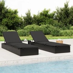 Tumbona 1 ud con cojín ratán sintético negro 201x55x62 cm de vidaXL, Tumbonas - Ref: Foro24-319632, Precio: 143,51 €, Descuen...