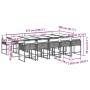 Set de comedor de jardín 11 pzas y cojines ratán sintético gris