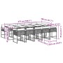 Set de comedor jardín 11 pzas con cojines ratán sintético negro