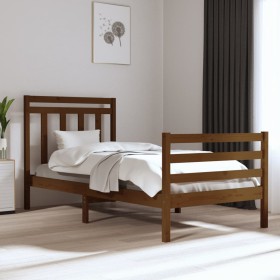 Estructura de cama madera maciza marrón miel 90x200 cm