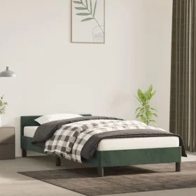 Dark green velvet bed frame with headboard 100x200 cm by vidaXL, Beds and slatted bases - Ref: Foro24-347558, Price: 88,12 €,...