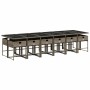 Set comedor de jardín con cojines 13 pzas ratán sintético gris
