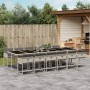 Set comedor jardín y cojines 13 pzas ratán sintético gris claro