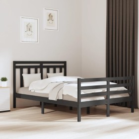 Estructura de cama de madera maciza gris 140x200 cm