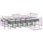 Set comedor de jardín con cojines 13 pzas ratán sintético gris