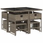 Set comedor jardín 9 pzas y cojines ratán sintético gris