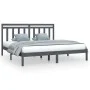 Solid gray pine wood bed frame 200x200 cm by vidaXL, Beds and slatted bases - Ref: Foro24-3105272, Price: 159,45 €, Discount: %