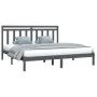 Solid gray pine wood bed frame 200x200 cm by vidaXL, Beds and slatted bases - Ref: Foro24-3105272, Price: 159,45 €, Discount: %