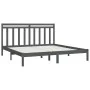 Solid gray pine wood bed frame 200x200 cm by vidaXL, Beds and slatted bases - Ref: Foro24-3105272, Price: 159,45 €, Discount: %