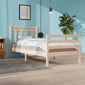 Bettgestell aus Massivholz 90x200 cm von vidaXL, Betten und Lattenroste - Ref: Foro24-3105300, Preis: 90,69 €, Rabatt: %