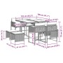 Set comedor jardín 9 pzas y cojines ratán sintético gris