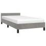 Light gray velvet bed frame with headboard 90x190 cm by vidaXL, Beds and slatted bases - Ref: Foro24-347543, Price: 107,22 €,...