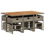 Set de comedor de jardín 11 pzas y cojines ratán sintético gris