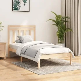 Solid wood bed frame 100x200 cm by vidaXL, Beds and slatted bases - Ref: Foro24-3105240, Price: 88,57 €, Discount: %