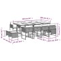 Set muebles de jardín 13 pzas y cojines ratán sintético marrón