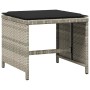 Set comedor jardín y cojines 13 pzas ratán sintético gris claro