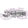 Set comedor de jardín con cojines 13 pzas ratán sintético negro
